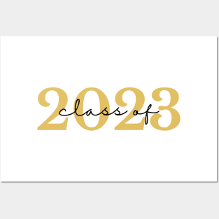 Class Of 2023. Simple Typography Gold and Black Graduation/ Senior 2023 Design. Posters and Art